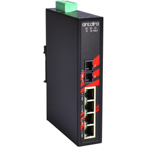 Antaira LNP-0501 5-Port PoE+ Unmanaged Switch with one 100Fx Fiber Port